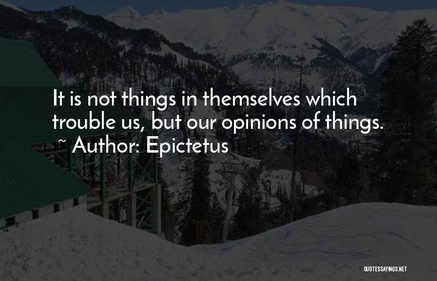 Epictetus Quotes: It Is Not Things In Themselves Which Trouble Us, But Our Opinions Of Things.
