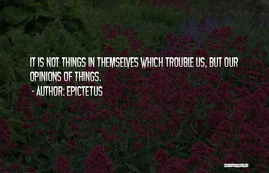 Epictetus Quotes: It Is Not Things In Themselves Which Trouble Us, But Our Opinions Of Things.