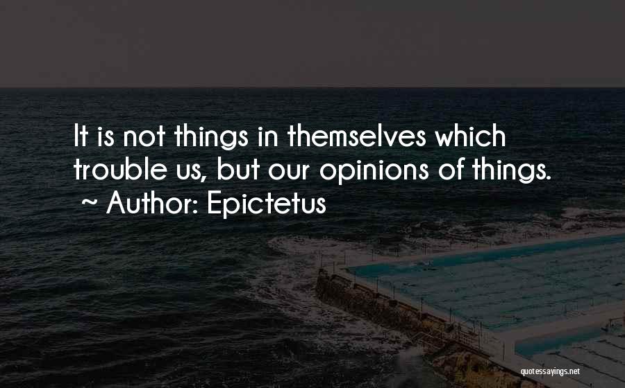 Epictetus Quotes: It Is Not Things In Themselves Which Trouble Us, But Our Opinions Of Things.