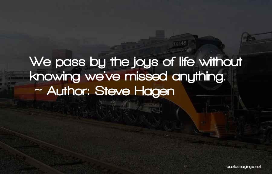 Steve Hagen Quotes: We Pass By The Joys Of Life Without Knowing We've Missed Anything.