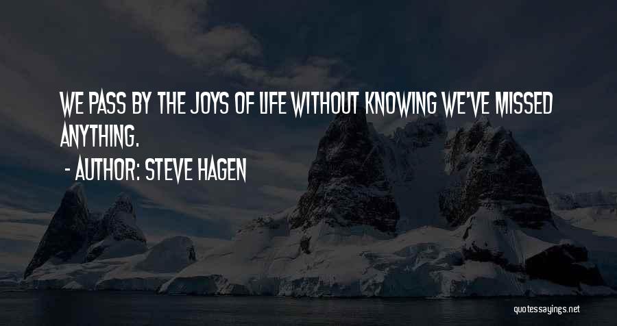 Steve Hagen Quotes: We Pass By The Joys Of Life Without Knowing We've Missed Anything.