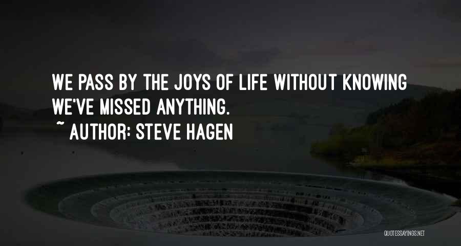 Steve Hagen Quotes: We Pass By The Joys Of Life Without Knowing We've Missed Anything.