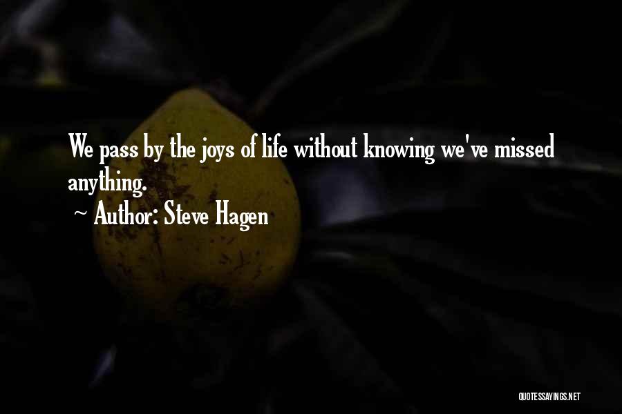 Steve Hagen Quotes: We Pass By The Joys Of Life Without Knowing We've Missed Anything.