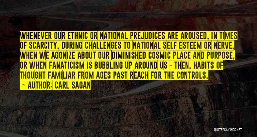 Carl Sagan Quotes: Whenever Our Ethnic Or National Prejudices Are Aroused, In Times Of Scarcity, During Challenges To National Self Esteem Or Nerve,