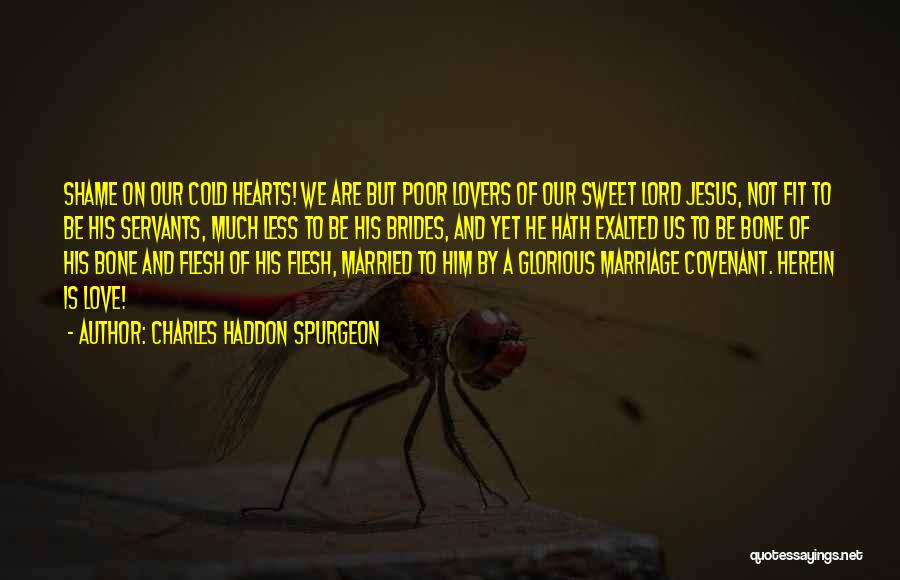 Charles Haddon Spurgeon Quotes: Shame On Our Cold Hearts! We Are But Poor Lovers Of Our Sweet Lord Jesus, Not Fit To Be His