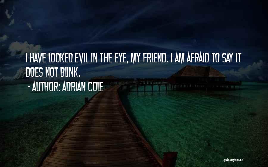 Adrian Cole Quotes: I Have Looked Evil In The Eye, My Friend. I Am Afraid To Say It Does Not Blink.