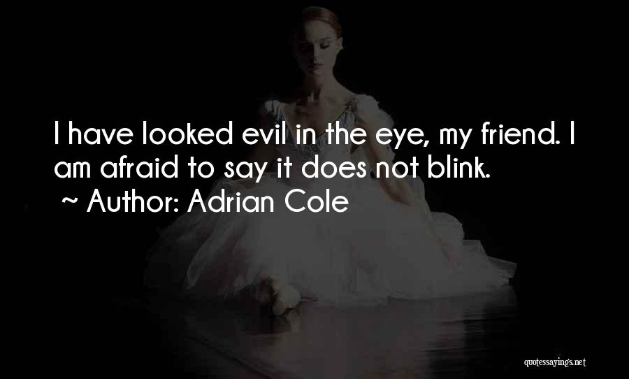 Adrian Cole Quotes: I Have Looked Evil In The Eye, My Friend. I Am Afraid To Say It Does Not Blink.