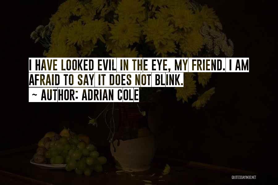 Adrian Cole Quotes: I Have Looked Evil In The Eye, My Friend. I Am Afraid To Say It Does Not Blink.