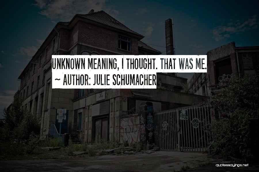 Julie Schumacher Quotes: Unknown Meaning, I Thought. That Was Me.