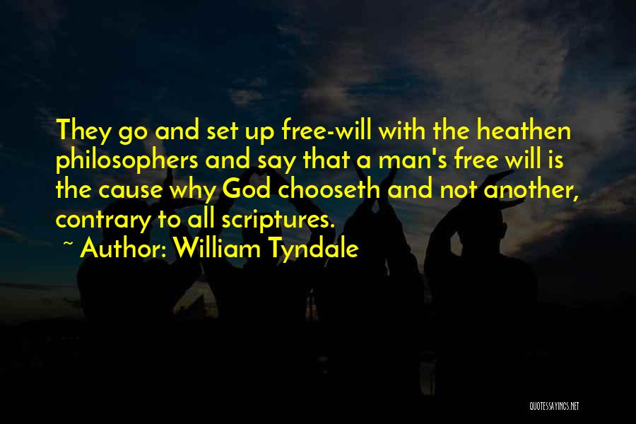 William Tyndale Quotes: They Go And Set Up Free-will With The Heathen Philosophers And Say That A Man's Free Will Is The Cause