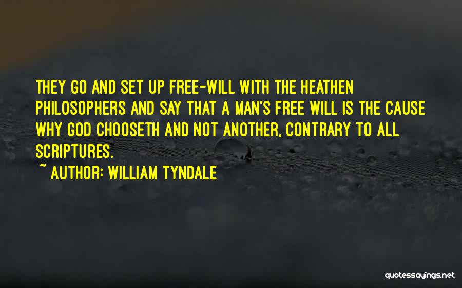 William Tyndale Quotes: They Go And Set Up Free-will With The Heathen Philosophers And Say That A Man's Free Will Is The Cause