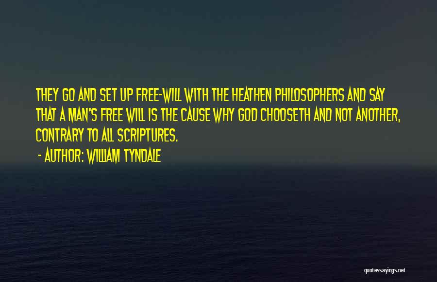 William Tyndale Quotes: They Go And Set Up Free-will With The Heathen Philosophers And Say That A Man's Free Will Is The Cause