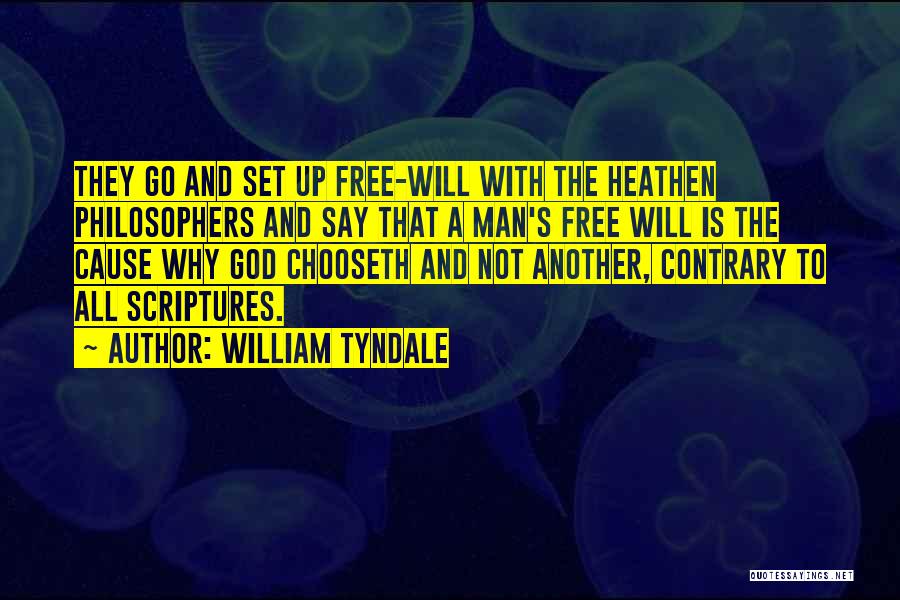 William Tyndale Quotes: They Go And Set Up Free-will With The Heathen Philosophers And Say That A Man's Free Will Is The Cause