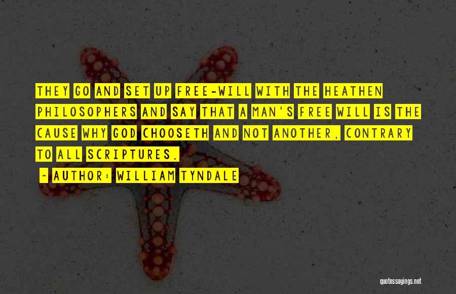 William Tyndale Quotes: They Go And Set Up Free-will With The Heathen Philosophers And Say That A Man's Free Will Is The Cause