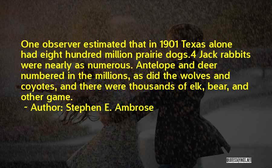 Stephen E. Ambrose Quotes: One Observer Estimated That In 1901 Texas Alone Had Eight Hundred Million Prairie Dogs.4 Jack Rabbits Were Nearly As Numerous.