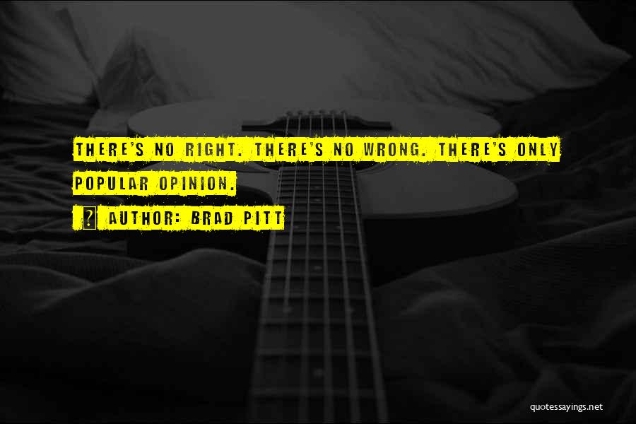 Brad Pitt Quotes: There's No Right. There's No Wrong. There's Only Popular Opinion.