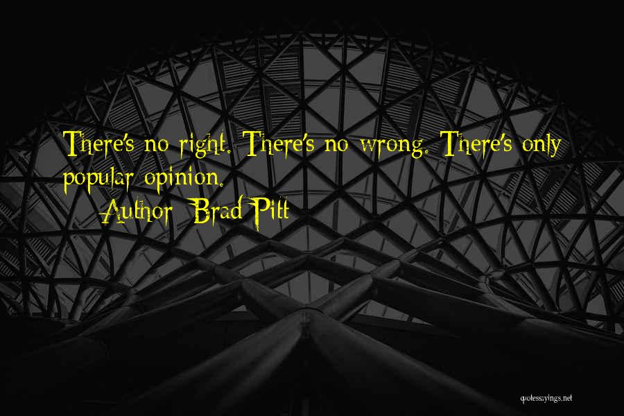 Brad Pitt Quotes: There's No Right. There's No Wrong. There's Only Popular Opinion.