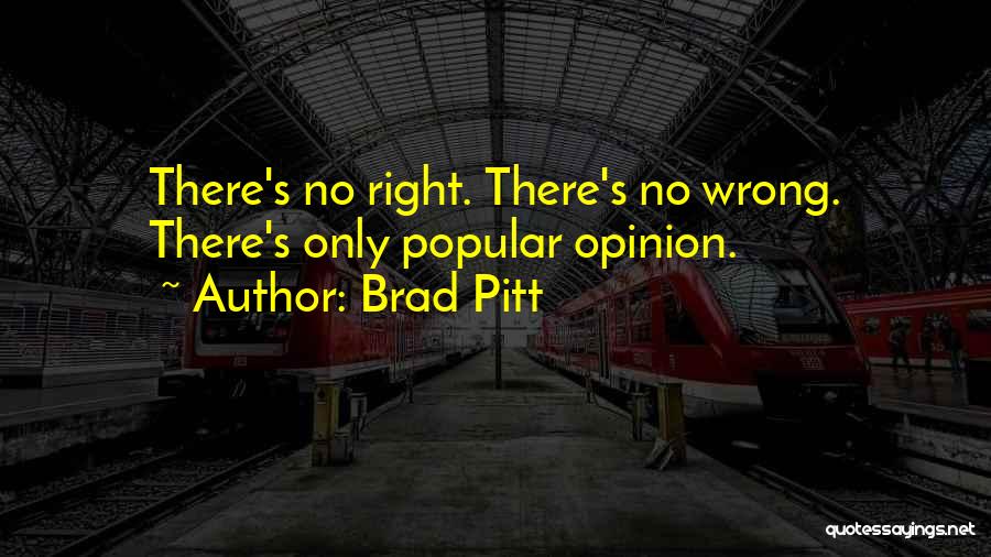 Brad Pitt Quotes: There's No Right. There's No Wrong. There's Only Popular Opinion.