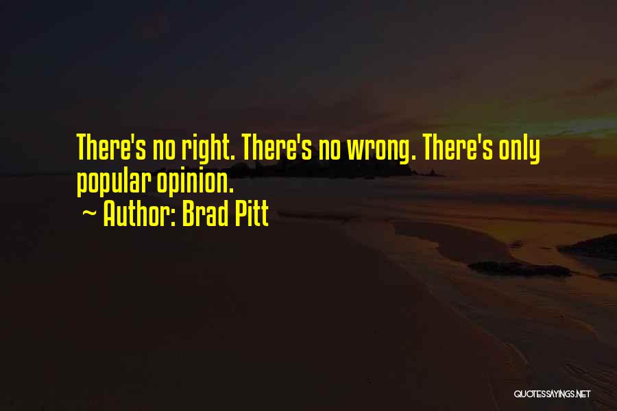 Brad Pitt Quotes: There's No Right. There's No Wrong. There's Only Popular Opinion.