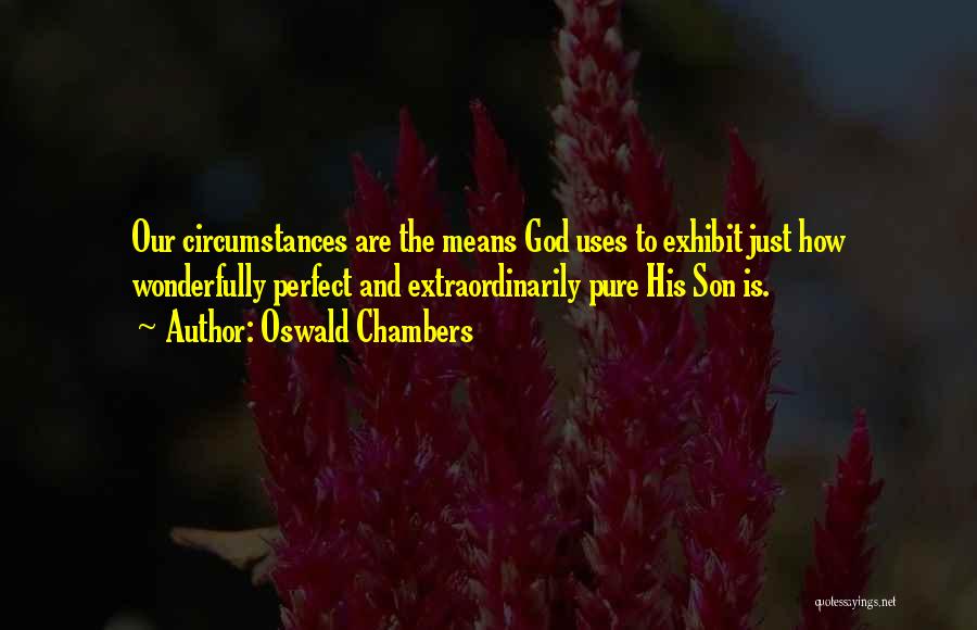 Oswald Chambers Quotes: Our Circumstances Are The Means God Uses To Exhibit Just How Wonderfully Perfect And Extraordinarily Pure His Son Is.