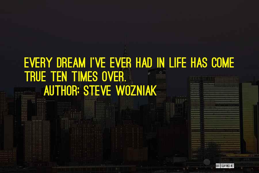 Steve Wozniak Quotes: Every Dream I've Ever Had In Life Has Come True Ten Times Over.