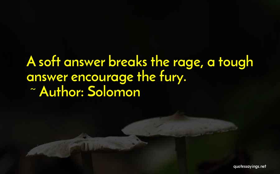 Solomon Quotes: A Soft Answer Breaks The Rage, A Tough Answer Encourage The Fury.