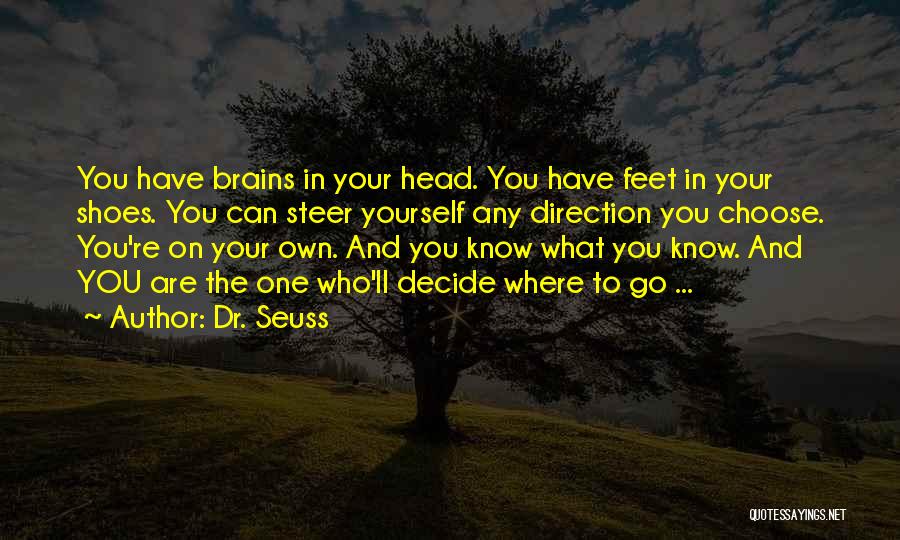 Dr. Seuss Quotes: You Have Brains In Your Head. You Have Feet In Your Shoes. You Can Steer Yourself Any Direction You Choose.