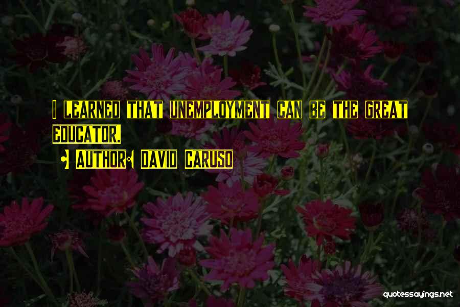 David Caruso Quotes: I Learned That Unemployment Can Be The Great Educator.