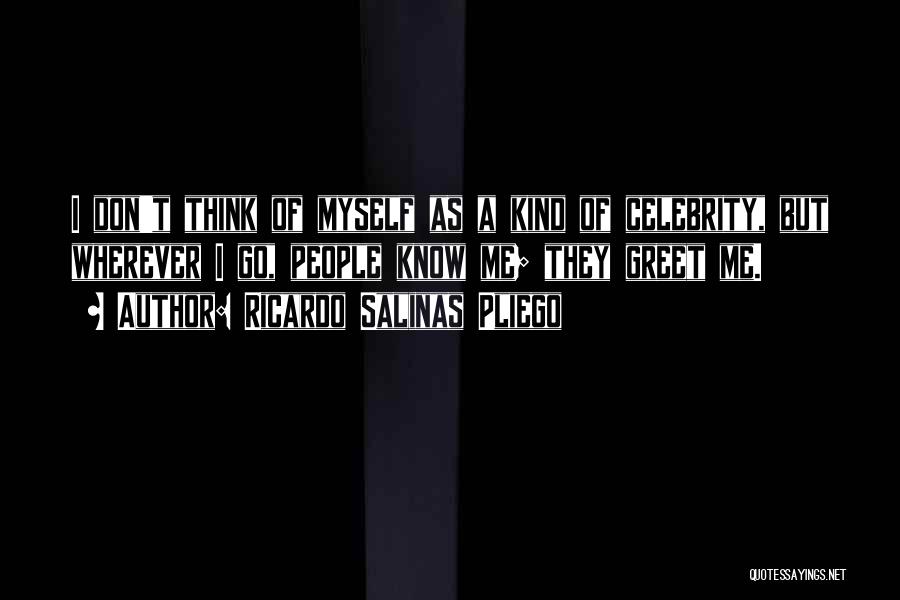 Ricardo Salinas Pliego Quotes: I Don't Think Of Myself As A Kind Of Celebrity, But Wherever I Go, People Know Me; They Greet Me.