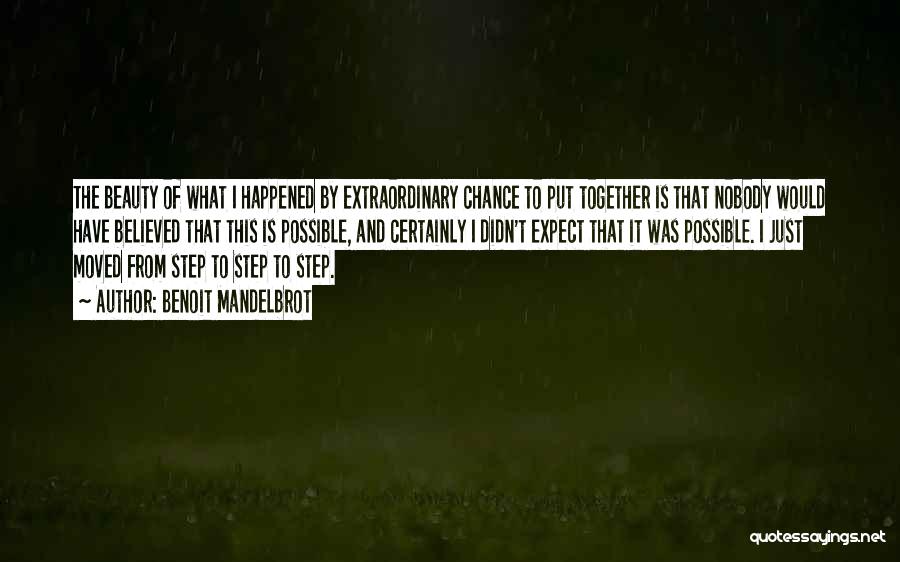 Benoit Mandelbrot Quotes: The Beauty Of What I Happened By Extraordinary Chance To Put Together Is That Nobody Would Have Believed That This