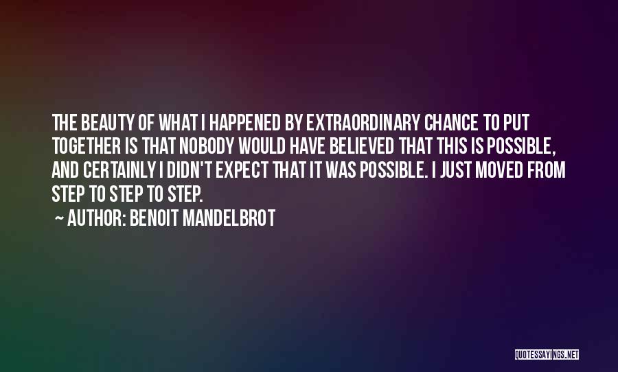 Benoit Mandelbrot Quotes: The Beauty Of What I Happened By Extraordinary Chance To Put Together Is That Nobody Would Have Believed That This