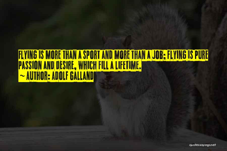 Adolf Galland Quotes: Flying Is More Than A Sport And More Than A Job; Flying Is Pure Passion And Desire, Which Fill A