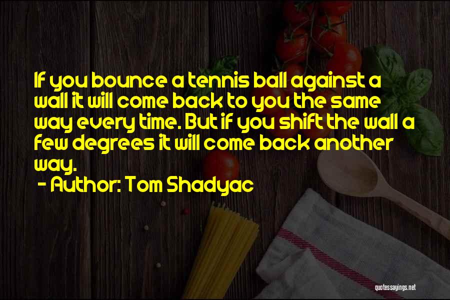 Tom Shadyac Quotes: If You Bounce A Tennis Ball Against A Wall It Will Come Back To You The Same Way Every Time.