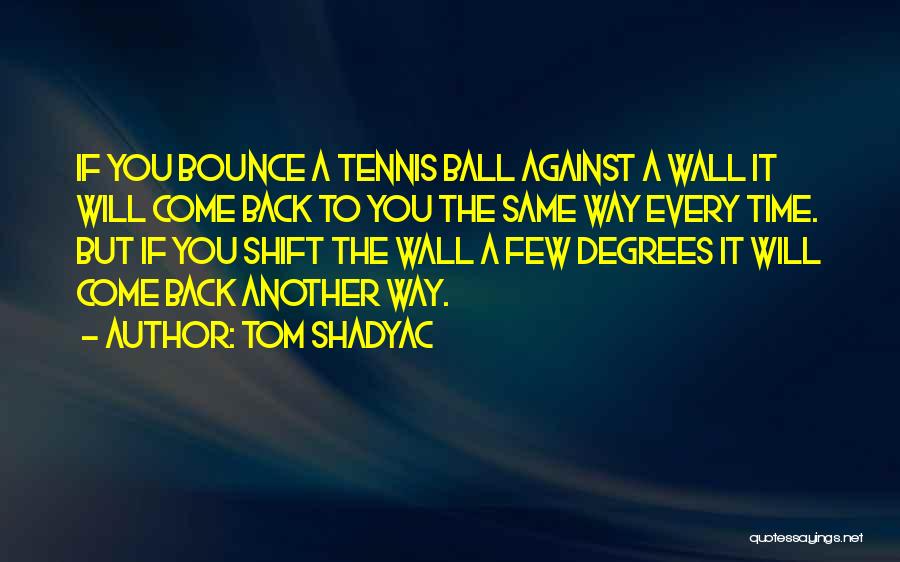 Tom Shadyac Quotes: If You Bounce A Tennis Ball Against A Wall It Will Come Back To You The Same Way Every Time.