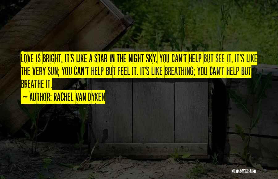 Rachel Van Dyken Quotes: Love Is Bright. It's Like A Star In The Night Sky. You Can't Help But See It. It's Like The
