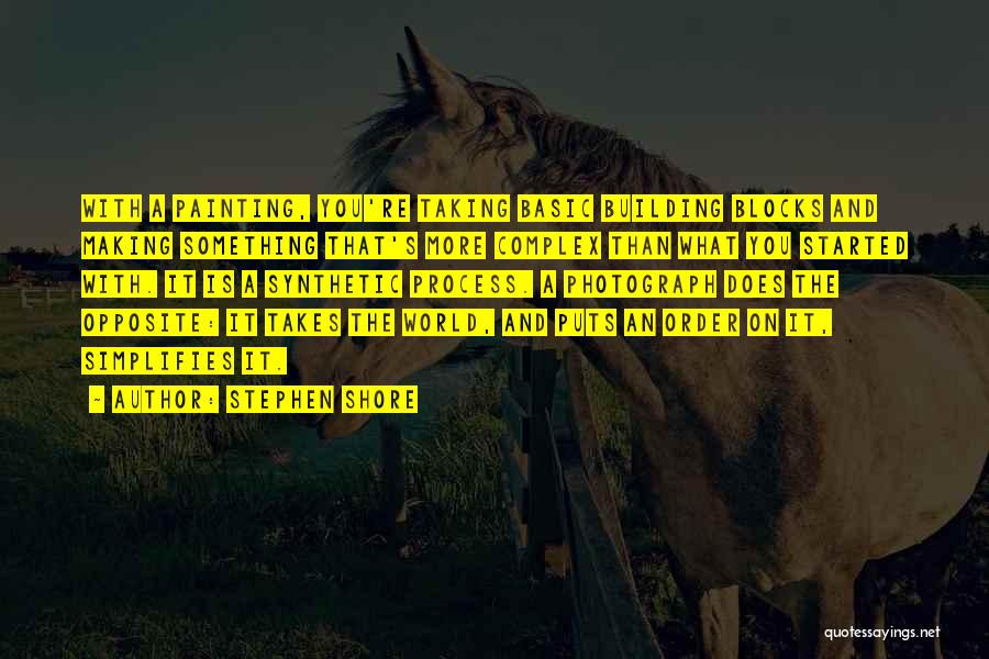 Stephen Shore Quotes: With A Painting, You're Taking Basic Building Blocks And Making Something That's More Complex Than What You Started With. It