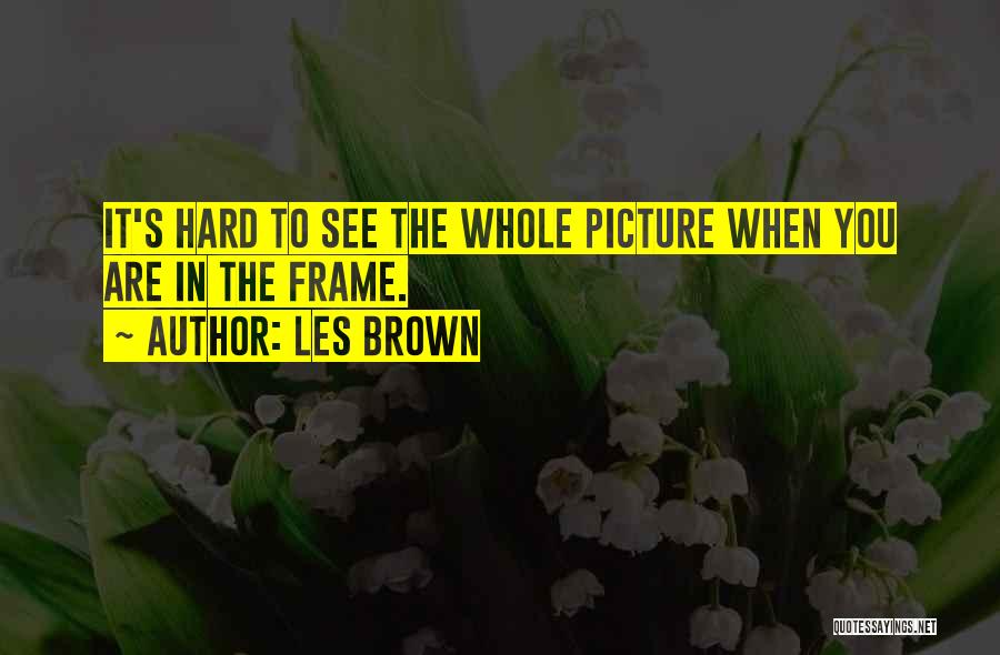 Les Brown Quotes: It's Hard To See The Whole Picture When You Are In The Frame.