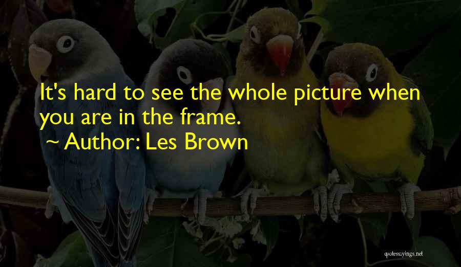 Les Brown Quotes: It's Hard To See The Whole Picture When You Are In The Frame.