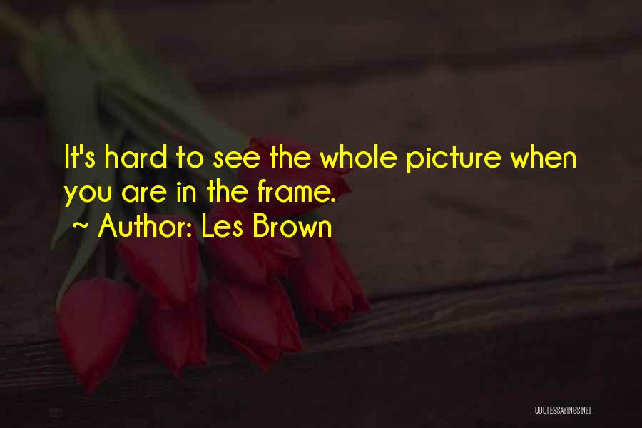 Les Brown Quotes: It's Hard To See The Whole Picture When You Are In The Frame.