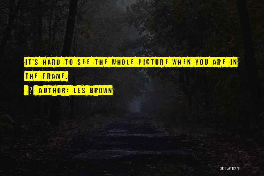 Les Brown Quotes: It's Hard To See The Whole Picture When You Are In The Frame.