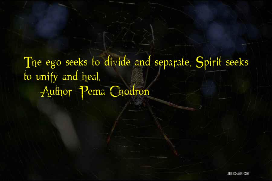 Pema Chodron Quotes: The Ego Seeks To Divide And Separate. Spirit Seeks To Unify And Heal.