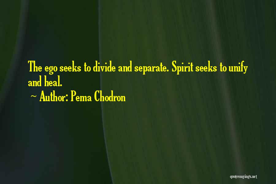 Pema Chodron Quotes: The Ego Seeks To Divide And Separate. Spirit Seeks To Unify And Heal.