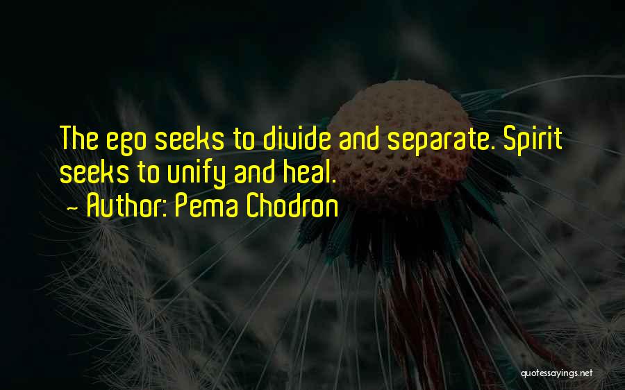 Pema Chodron Quotes: The Ego Seeks To Divide And Separate. Spirit Seeks To Unify And Heal.