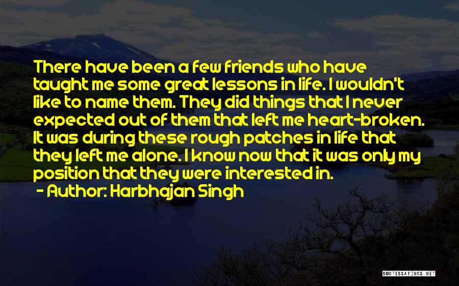 Harbhajan Singh Quotes: There Have Been A Few Friends Who Have Taught Me Some Great Lessons In Life. I Wouldn't Like To Name