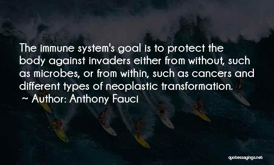 Anthony Fauci Quotes: The Immune System's Goal Is To Protect The Body Against Invaders Either From Without, Such As Microbes, Or From Within,