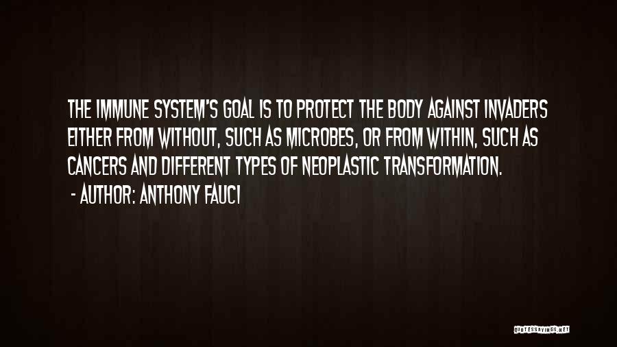 Anthony Fauci Quotes: The Immune System's Goal Is To Protect The Body Against Invaders Either From Without, Such As Microbes, Or From Within,