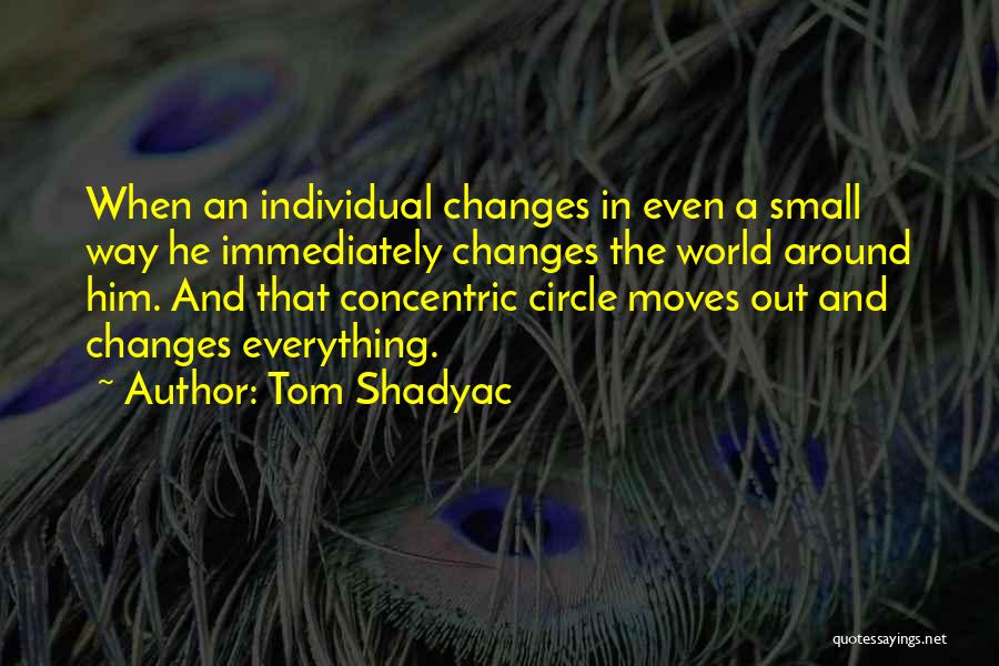 Tom Shadyac Quotes: When An Individual Changes In Even A Small Way He Immediately Changes The World Around Him. And That Concentric Circle