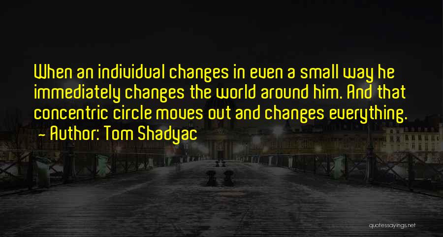 Tom Shadyac Quotes: When An Individual Changes In Even A Small Way He Immediately Changes The World Around Him. And That Concentric Circle