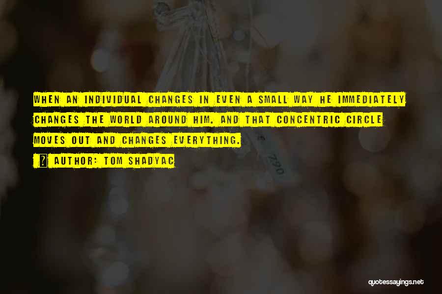 Tom Shadyac Quotes: When An Individual Changes In Even A Small Way He Immediately Changes The World Around Him. And That Concentric Circle