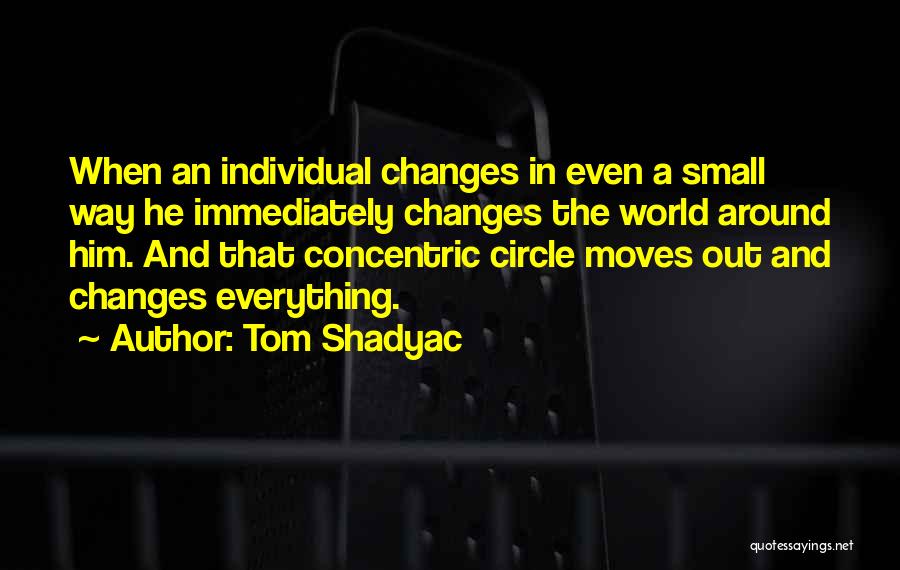 Tom Shadyac Quotes: When An Individual Changes In Even A Small Way He Immediately Changes The World Around Him. And That Concentric Circle